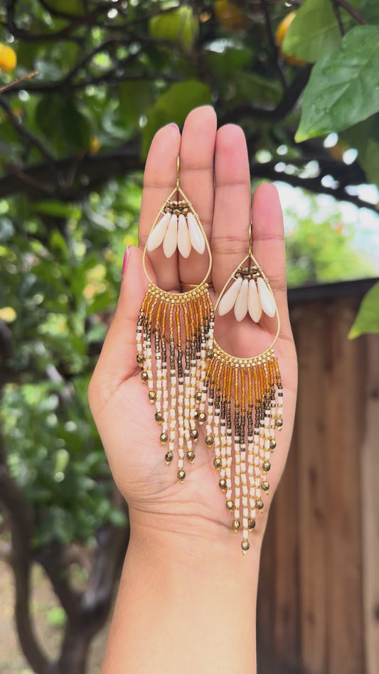 Bead statement earrings, honeycomb earrings