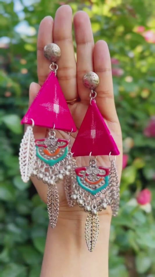 Bohemian Statement earrings, fabric earrings
